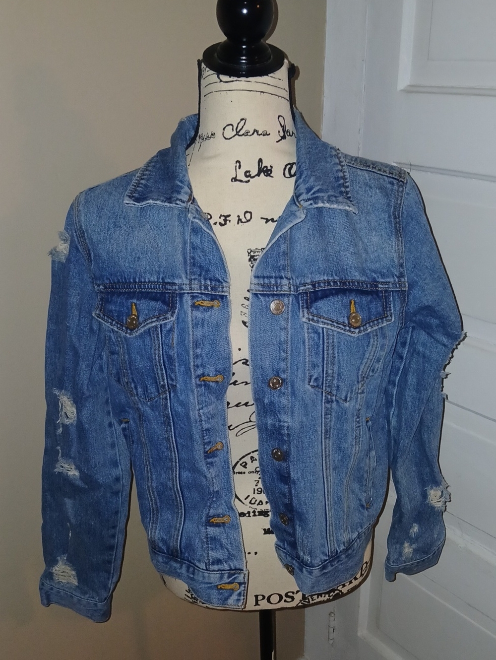 Forever 21 Light Wash Distressed Denim Jacket
